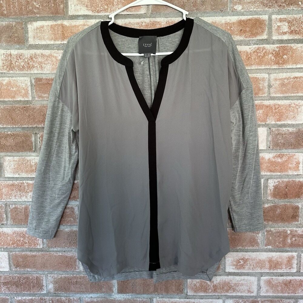 Lysse Contrast Millie Top Blouse Gray XS - Picture 3 of 10